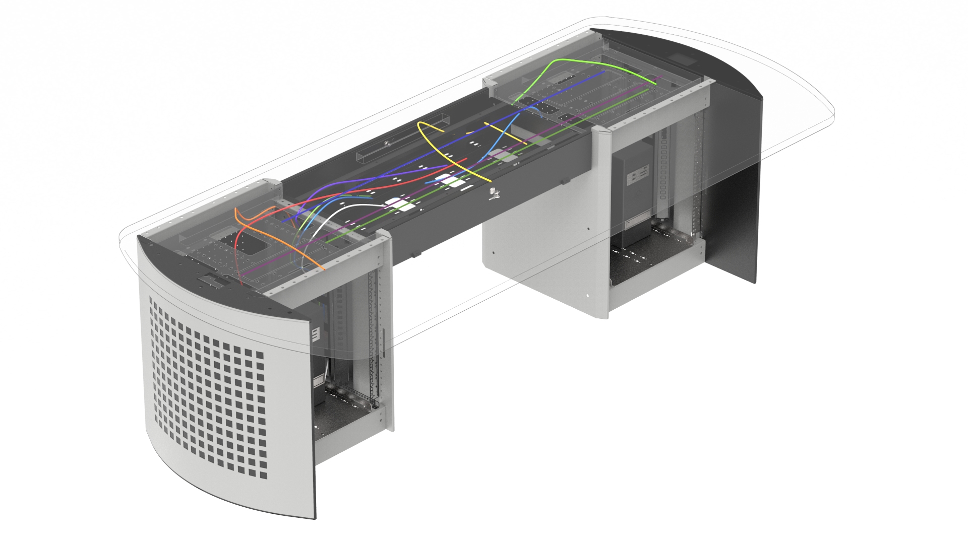 CONTROL ROOM CONSOLE 200S WIRING AND EQUIPMENT FRONT VIEW