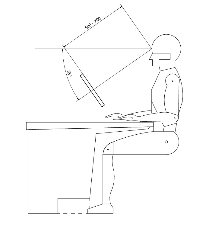 viewing distance of the VDT display