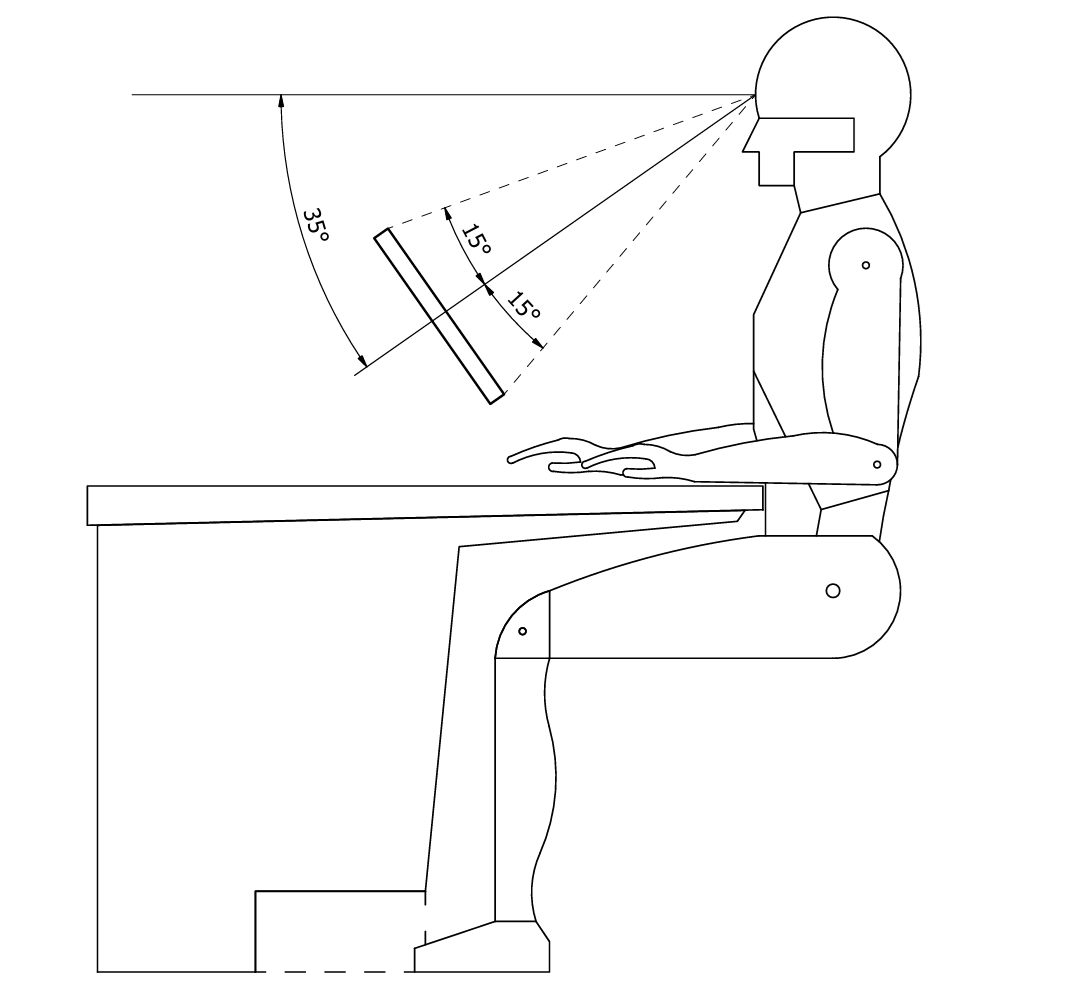 height and inclination of the VDT display