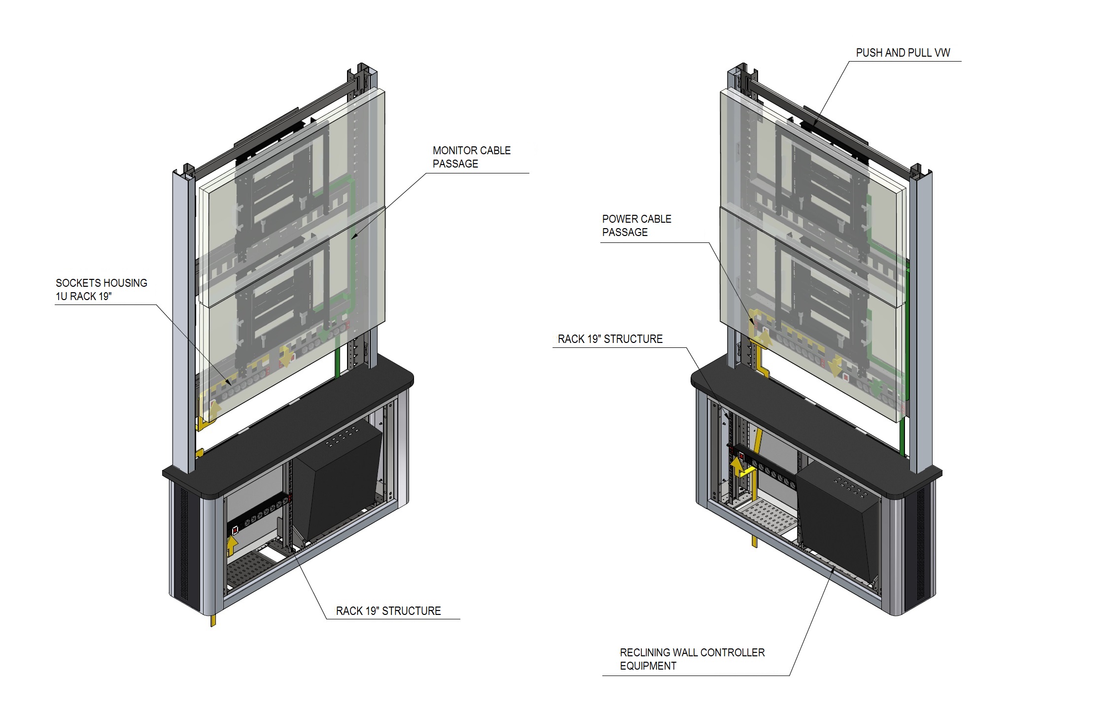 video wall panel WITH EQUIPMENT HOUSING