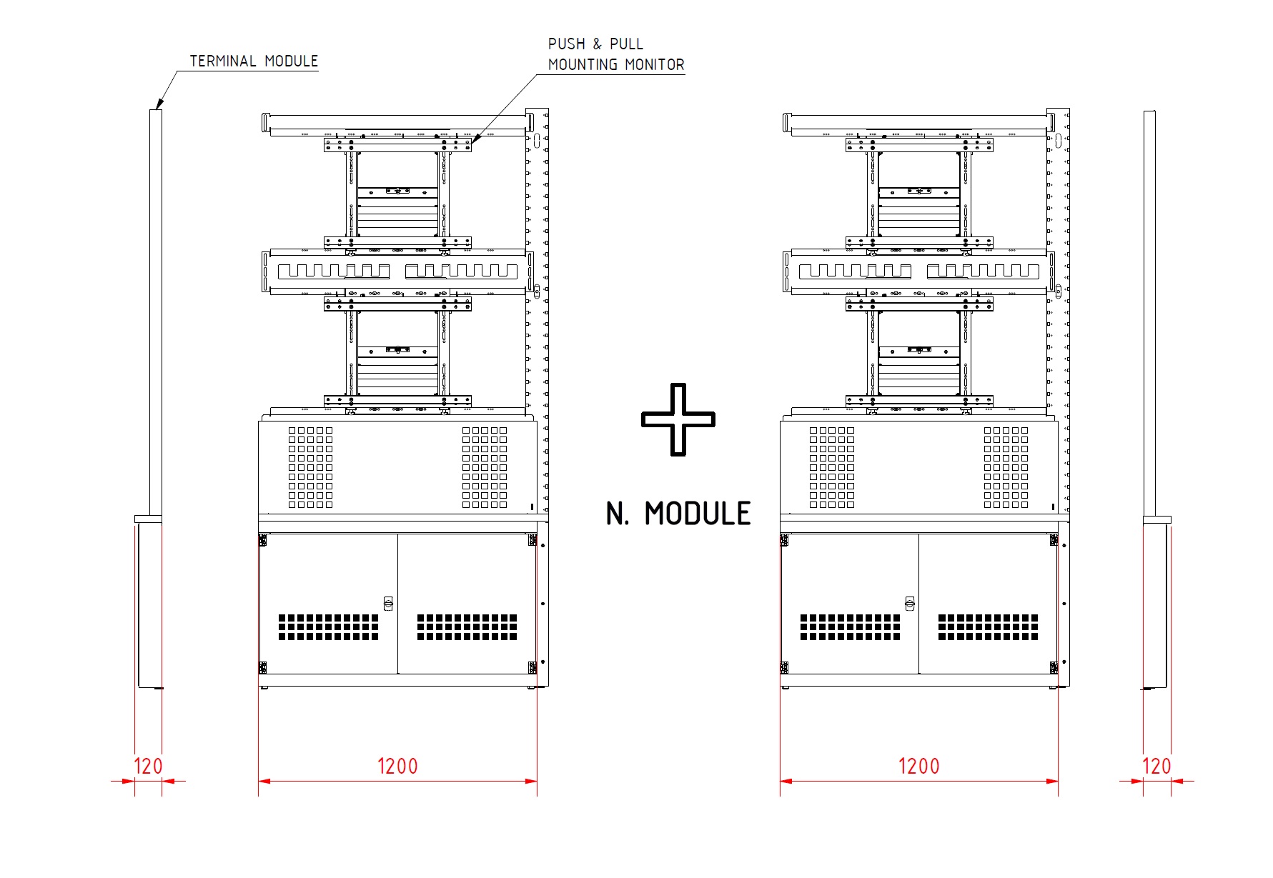 video wall modular with 50 55 60 inches monitors or displays