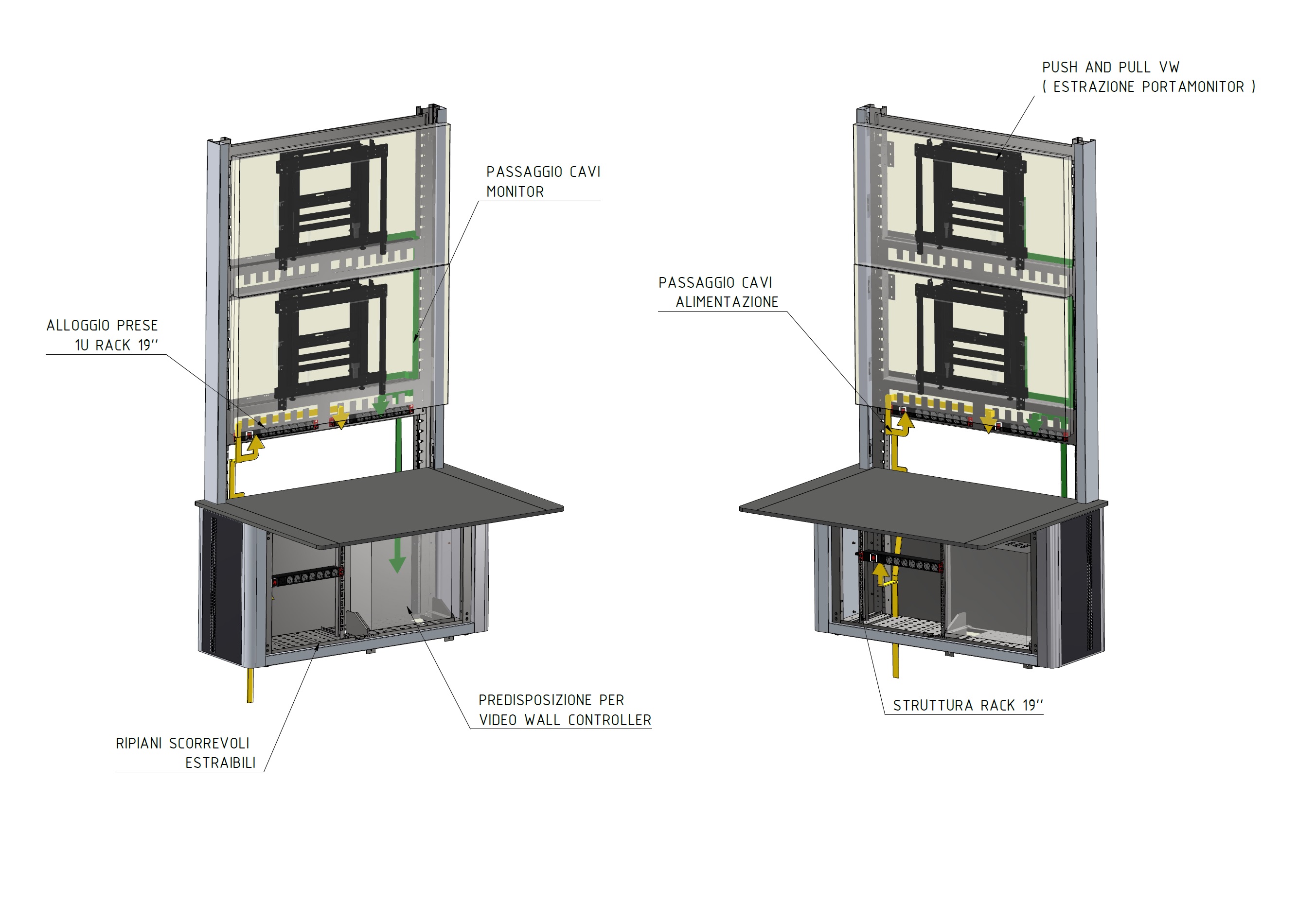 videowall struttura per monitor e apparecchiature elettroniche